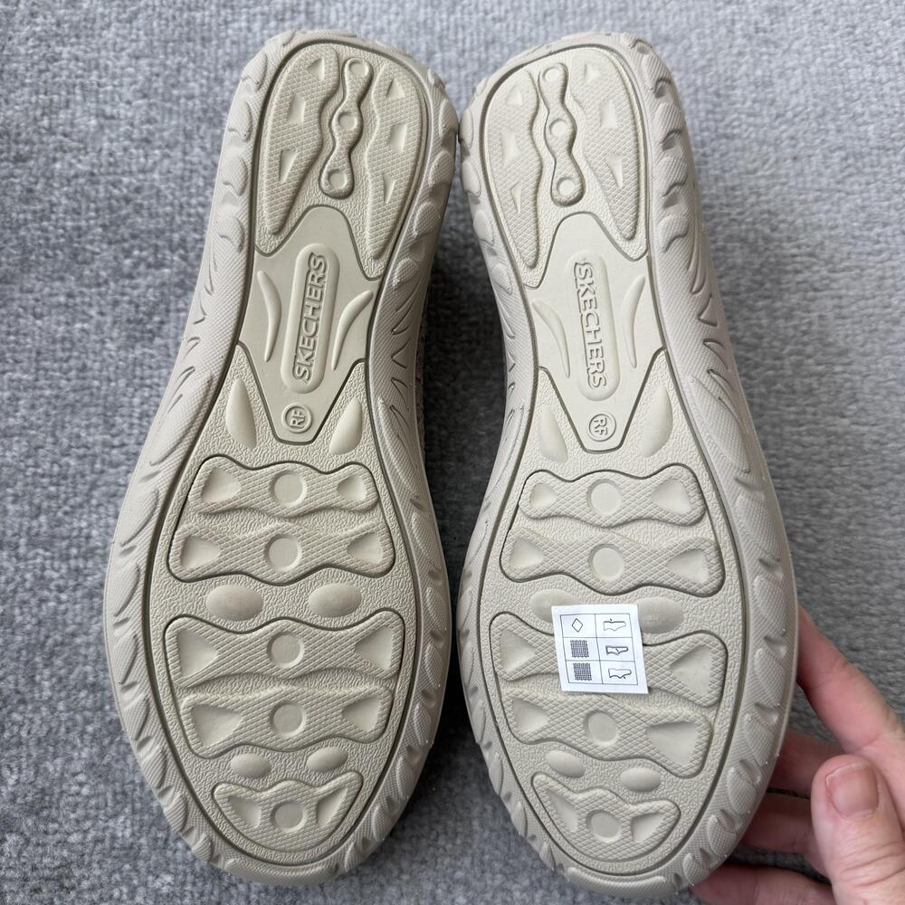 Skechers Relaxed Fit Shoes Womens Size 9.5 Beige Knit Slip On Memory Foam 49291 - Picture 10 of 12